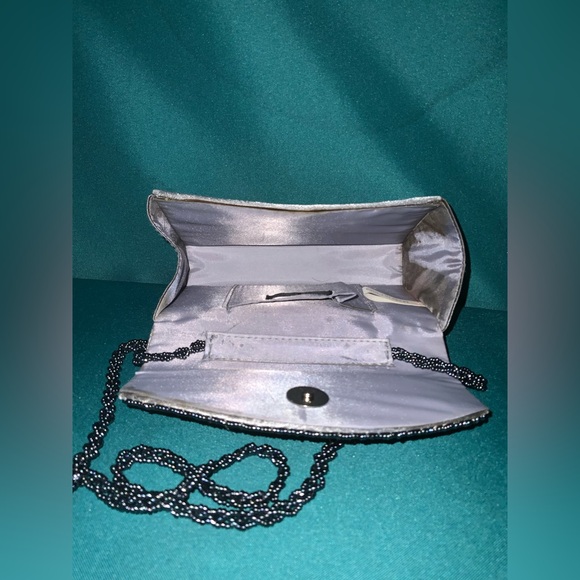 Bijoux Terner Chic Black Beaded, Silver Crossbody Purse, EUC - Picture 4 of 4